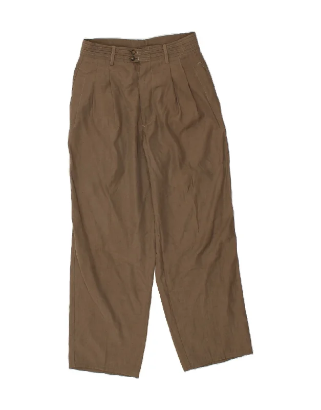 VINTAGE Womens Pegged Chino Trousers W30 L28 Brown Trousers Party Sparkling