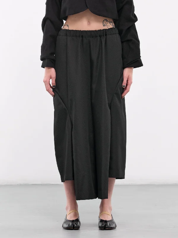 Draped Elastic Trousers (GN-P014-051-BLACK) Wide Leg Loose Fit Mid Waist