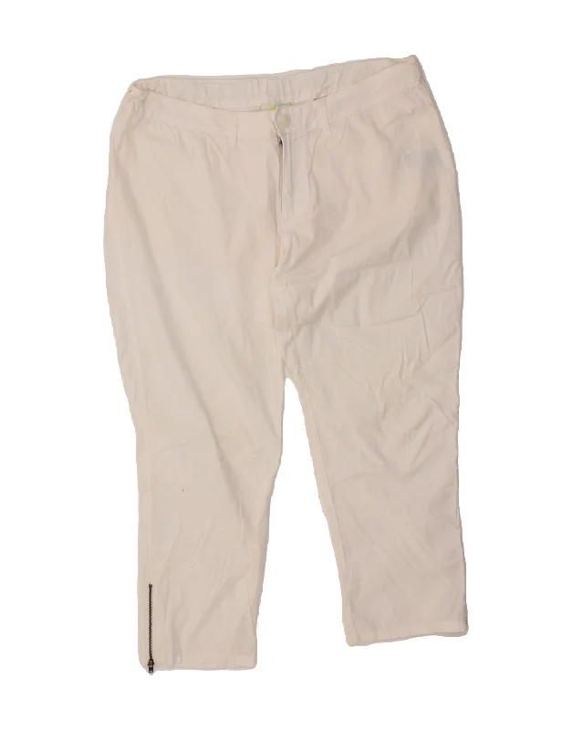 ADIDAS Womens Crop Casual Trousers W31 L24  White Cotton Trousers luxurious premium