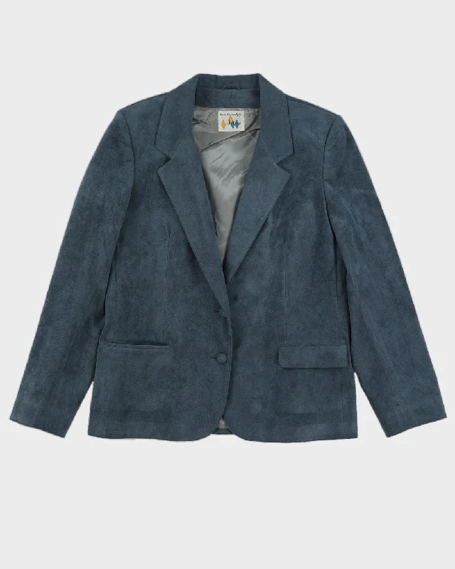 Vintage 80s Joy David Blue Suede Blazer - M Women's Travel Jacket