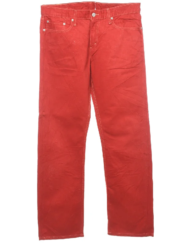 Levi's Red Straight-Fit Trousers - W34 L32 Trousers Flared Retro