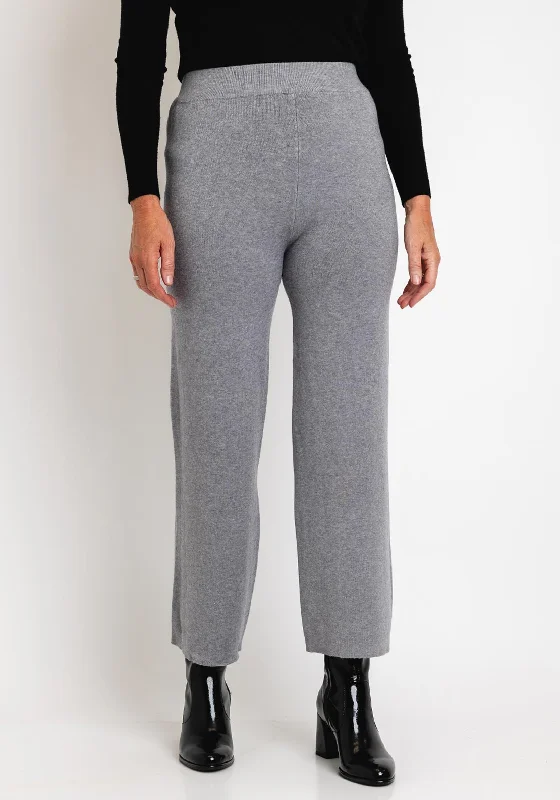 Serafina Collection Wide Leg Knit Trouser, Grey Trousers Polka Dot Cute