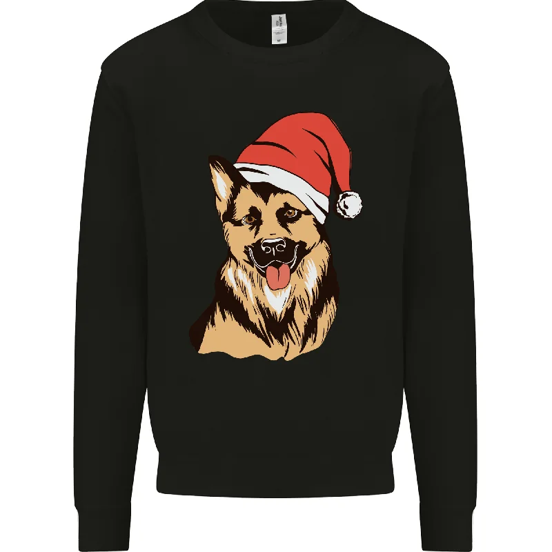 Christmas German Shepherd Dog Xmas Alsatian Mens Sweatshirt Jumper Hoodie with Frayed Bohemian Relaxed Christmas German Shepherd Dog Xmas Alsatian Mens Sweatshirt Jumper Hoodie with Frayed Bohemian Relaxed