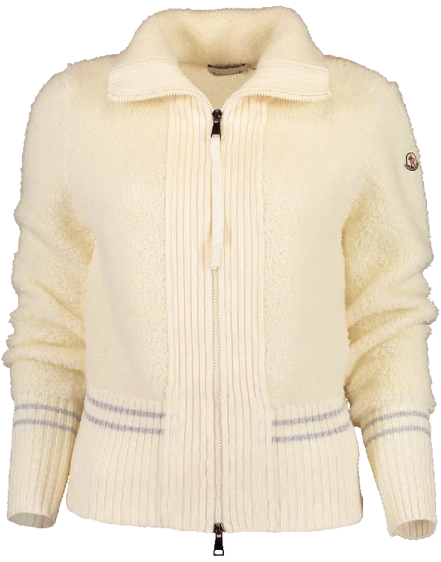 Maglione Tricot Zip Cardigan Ribbed Striped Patterned
