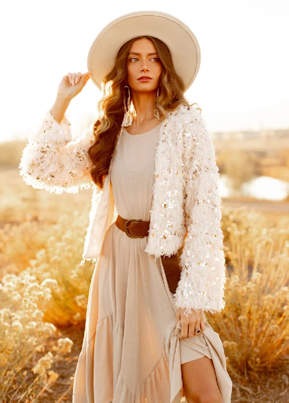 Silna Jacket in Cream Knit Jacket Woven Jacket Fleece Jacket