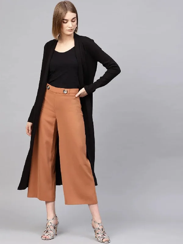 Women Solid Black Full Sleeve Jacket Welt Pockets Slit Pockets Flap Pockets