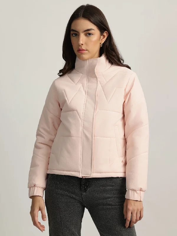 Iconic Women Pink Solid Stand Collar Full Sleeves Quilted Jacket Denim Jacket Leather Jacket Suede Jacket Iconic Women Pink Solid Stand Collar Full Sleeves Quilted Jacket Denim Jacket Leather Jacket Suede Jacket
