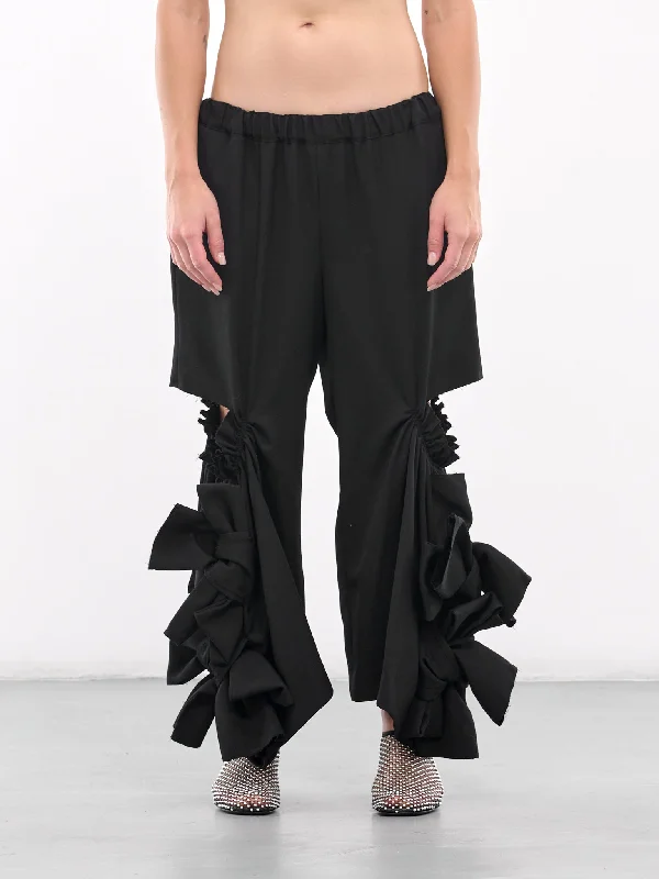 Deconstructed Draping Trousers (GN-P010-051-BLACK) Cropped Trousers Casual Linen