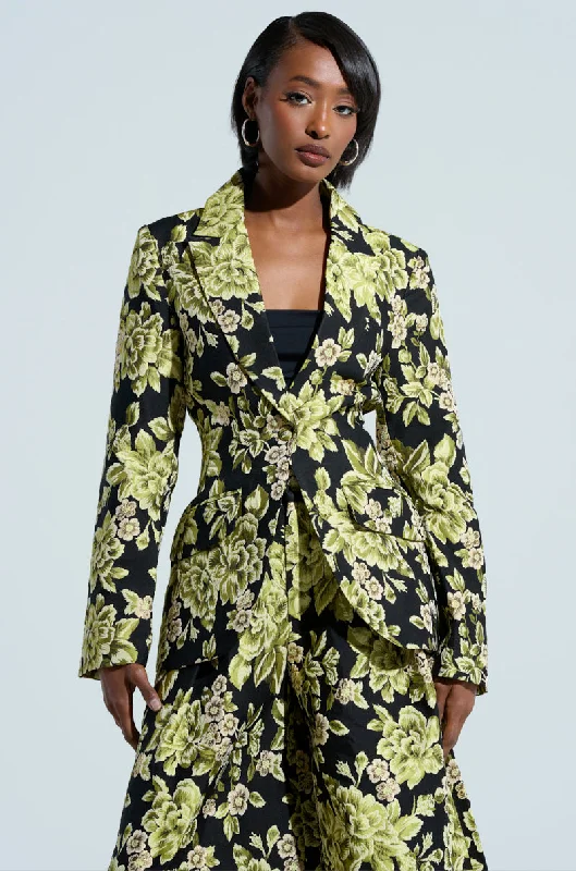 BUY MYSELF FLOWERS BROCADE BLAZER Women's Denim Suit