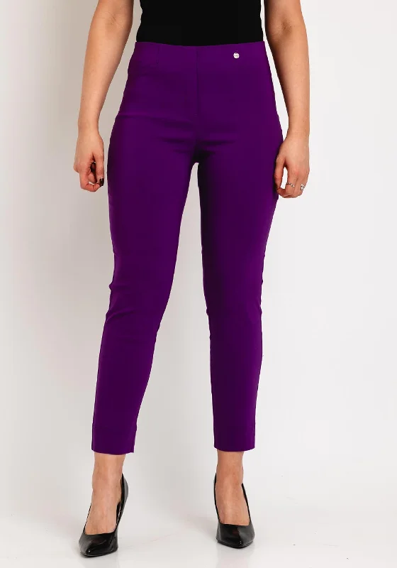 Robell Rose 09 Ankle Grazer Trousers, Purple Trousers Bootcut Casual