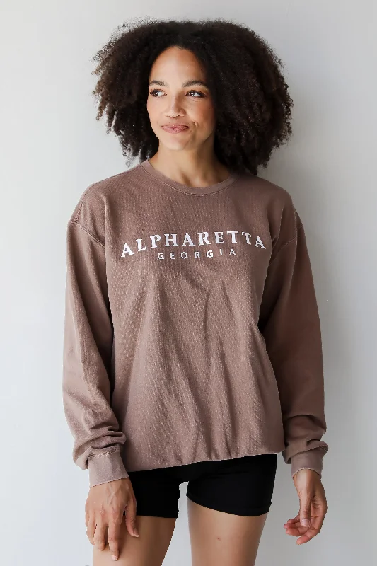 Brown Alpharetta Georgia Sweatshirt Hoodie with Longline Fit Extended Stylish
