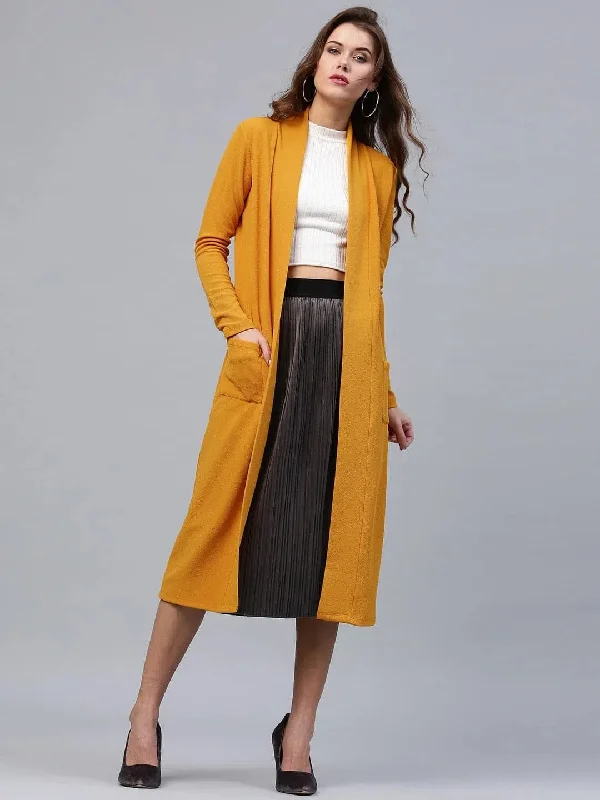 Women Solid Mustard Full Sleeve Jacket Bomber Jacket Anorak Windbreaker