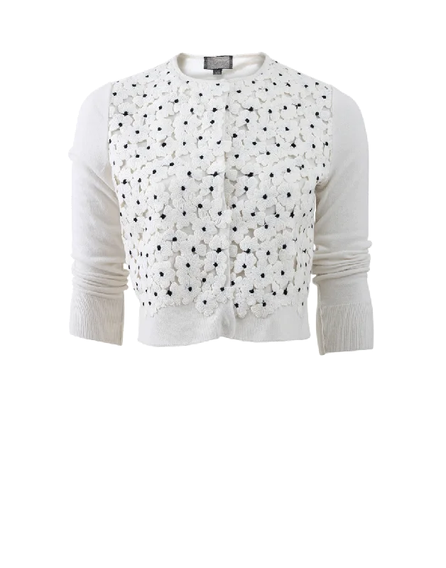 Floral Macrame Cardigan Sequined Glittery Shiny