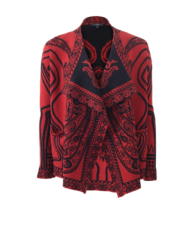 Paisley Drape Cardigan Layered Multi-layer Single Layer