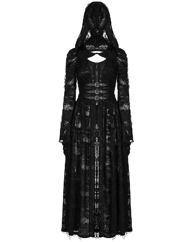 Punk Rave Womens Apocalyptic Gothic Witch Shredded 2-Hooded Piece Cloak Jacket Welt Pockets Slit Pockets Flap Pockets Punk Rave Womens Apocalyptic Gothic Witch Shredded 2-Hooded Piece Cloak Jacket Welt Pockets Slit Pockets Flap Pockets
