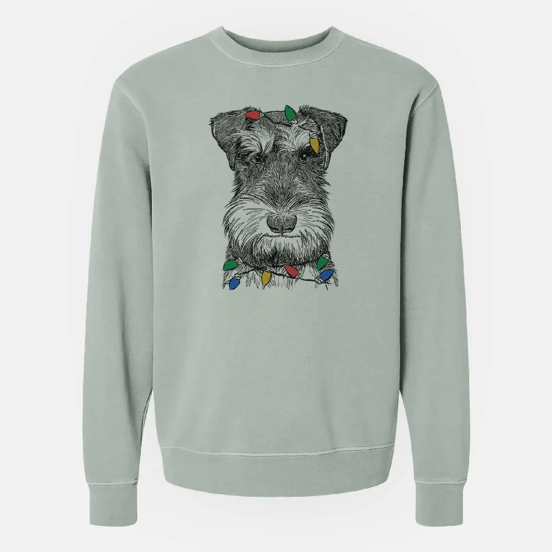 Christmas Lights Murphy the Mini Schnauzer - Unisex Pigment Dyed Crew Sweatshirt Hoodie with Cuffed Sleeves Snug Secure Christmas Lights Murphy the Mini Schnauzer - Unisex Pigment Dyed Crew Sweatshirt Hoodie with Cuffed Sleeves Snug Secure