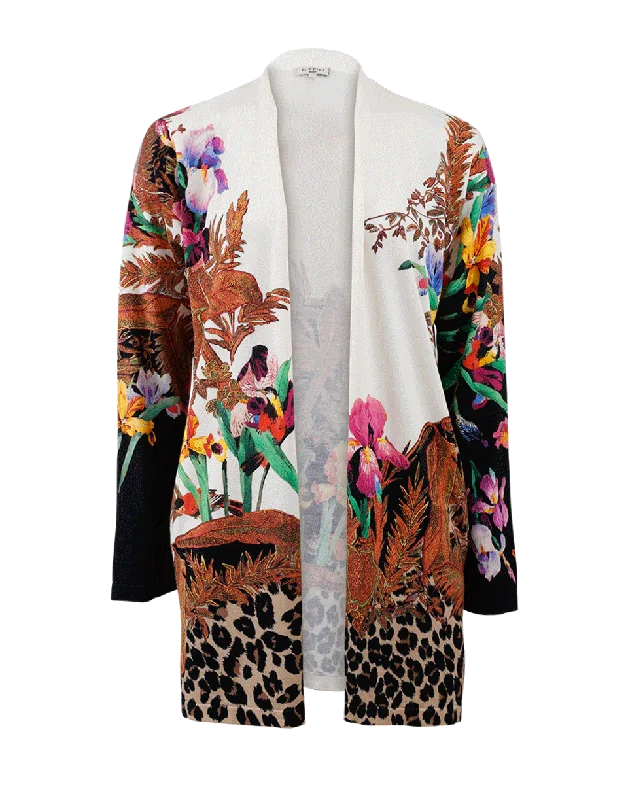 Leopard Bottom Drape Cardigan Anti-Pilling Anti-Shrink Durable