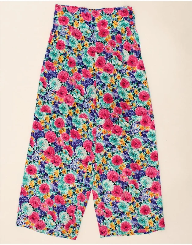 VINTAGE Womens Wide Leg Casual Trousers UK 10 Small W28 L25  Multicoloured Trousers Exclusive Limited