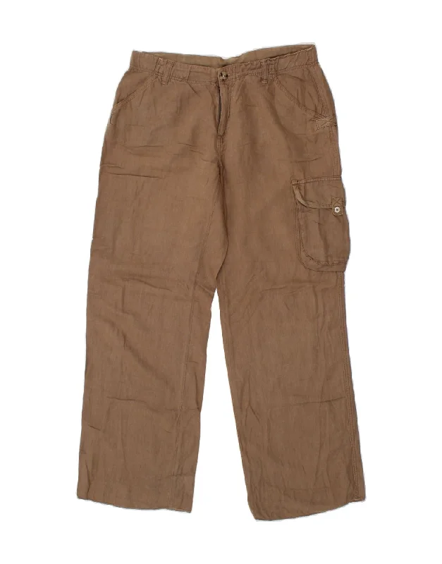 COLUMBIA Womens Straight Cargo Trousers UK 10 Small W28 L28 Brown Linen Trousers Party Sparkling COLUMBIA Womens Straight Cargo Trousers UK 10 Small W28 L28 Brown Linen Trousers Party Sparkling