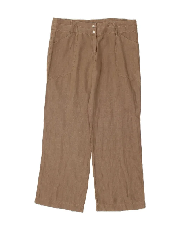 GANT Womens Wide Leg Casual Trousers UK 18 XL W38 L34 Brown Linen Trousers Winter Warm GANT Womens Wide Leg Casual Trousers UK 18 XL W38 L34 Brown Linen Trousers Winter Warm