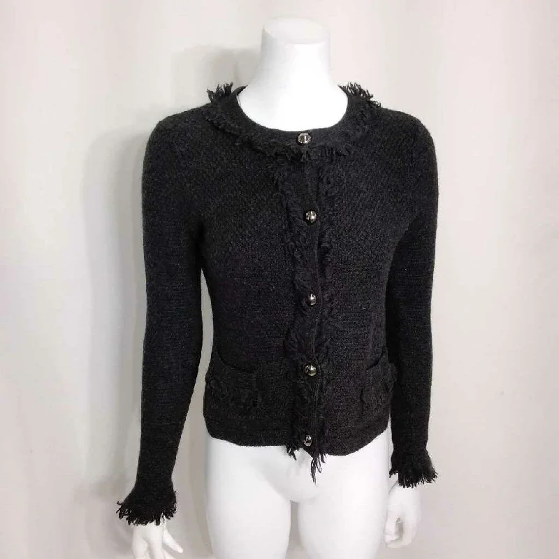 TWEEDS GRAY MERINO WOOL CARDIGAN SIZE SMALL TCC Crew Neck V-Neck Turtle Neck