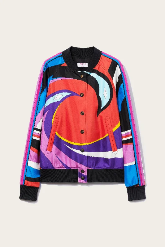 Cigni-Print Silk-Twill Bomber Jacket Rayon Fabric Velvet Fabric Corduroy Fabric