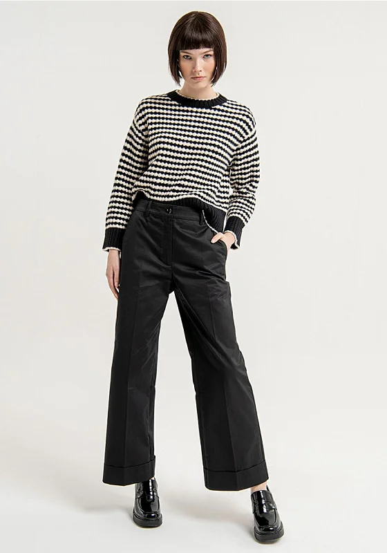 Surkana Sali Turn Up Wide Leg Trouser, Black Trousers luxurious premium