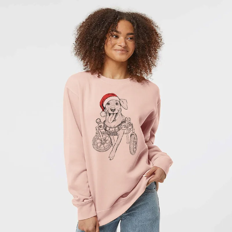 Santa Hannah the Pitbull Mix - Unisex Pigment Dyed Crew Sweatshirt Hoodie with Belted Waist Structured Tailored Santa Hannah the Pitbull Mix - Unisex Pigment Dyed Crew Sweatshirt Hoodie with Belted Waist Structured Tailored