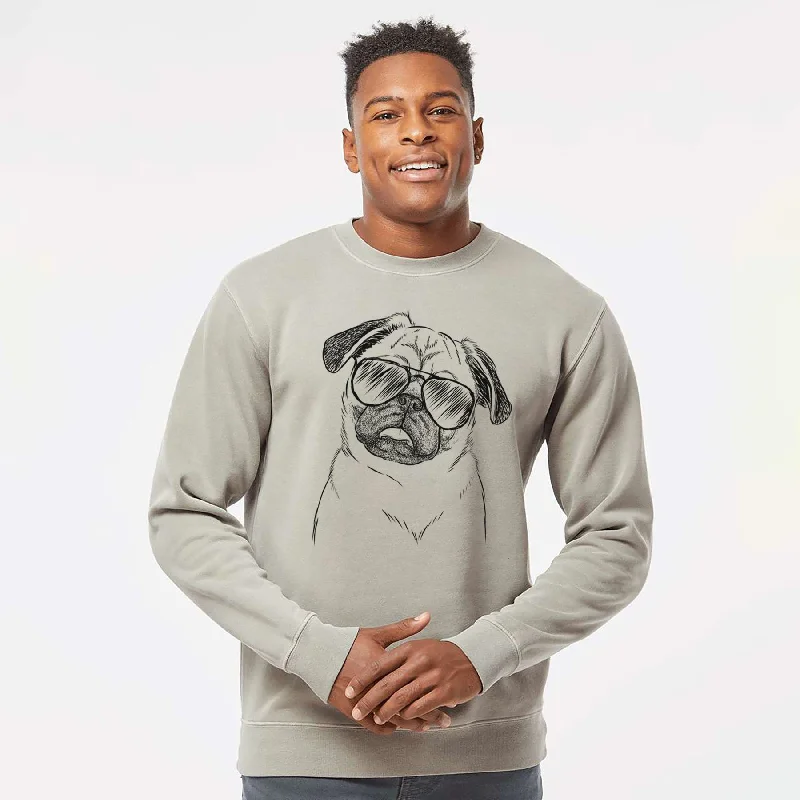 Aviator Macy the Pug - Unisex Pigment Dyed Crew Sweatshirt Cotton Hoodie Fleece Lining Warmth Aviator Macy the Pug - Unisex Pigment Dyed Crew Sweatshirt Cotton Hoodie Fleece Lining Warmth