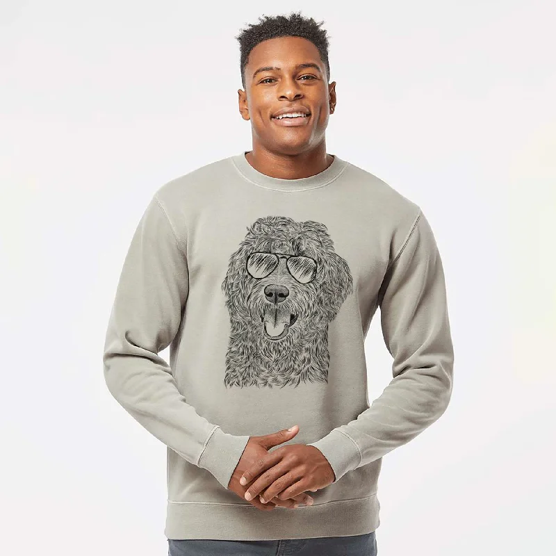Aviator Murr Dog the Labradoodle - Unisex Pigment Dyed Crew Sweatshirt Hoodie with Batwing Sleeves Loose Dramatic Aviator Murr Dog the Labradoodle - Unisex Pigment Dyed Crew Sweatshirt Hoodie with Batwing Sleeves Loose Dramatic