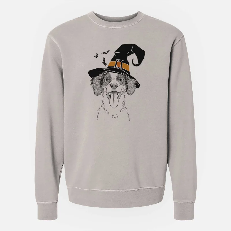 Witch Birdie the Brittany - Unisex Pigment Dyed Crew Sweatshirt Hoodie with Logo Branding Identity Witch Birdie the Brittany - Unisex Pigment Dyed Crew Sweatshirt Hoodie with Logo Branding Identity