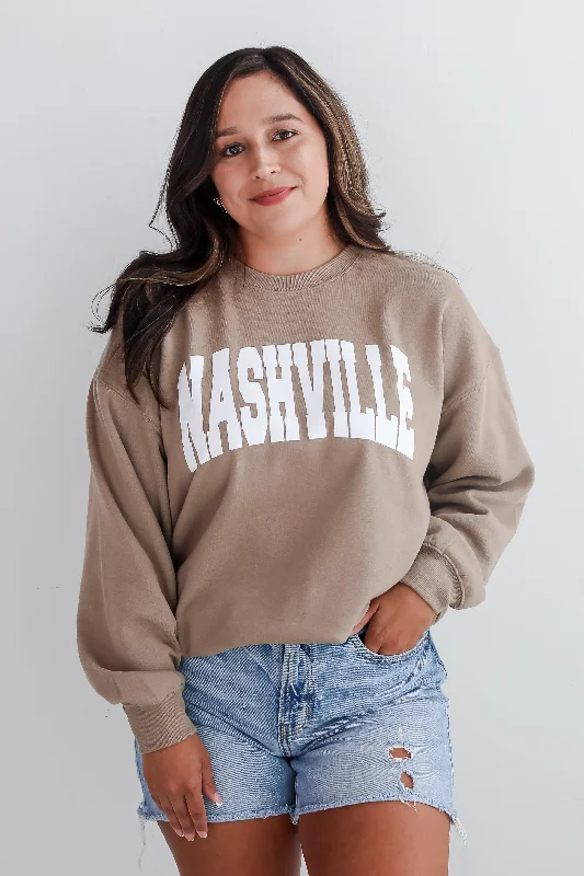 Tan Nashville Sweatshirt Hoodie with Illustration Artistic Creative