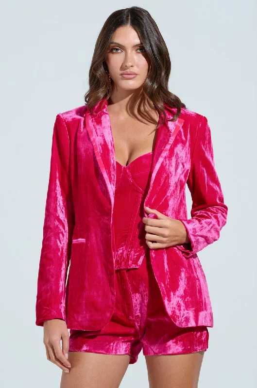 PRETTY IN PINK VELVET BLAZER Women's Patchwork Suit