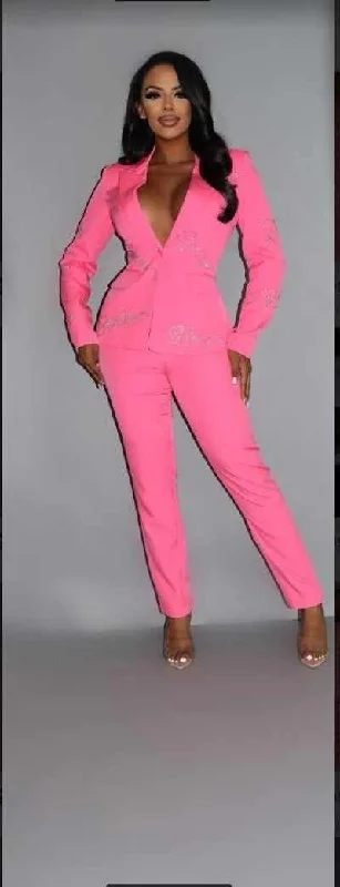 Two-Piece Power Suit Blazer Women's Leather Blazer