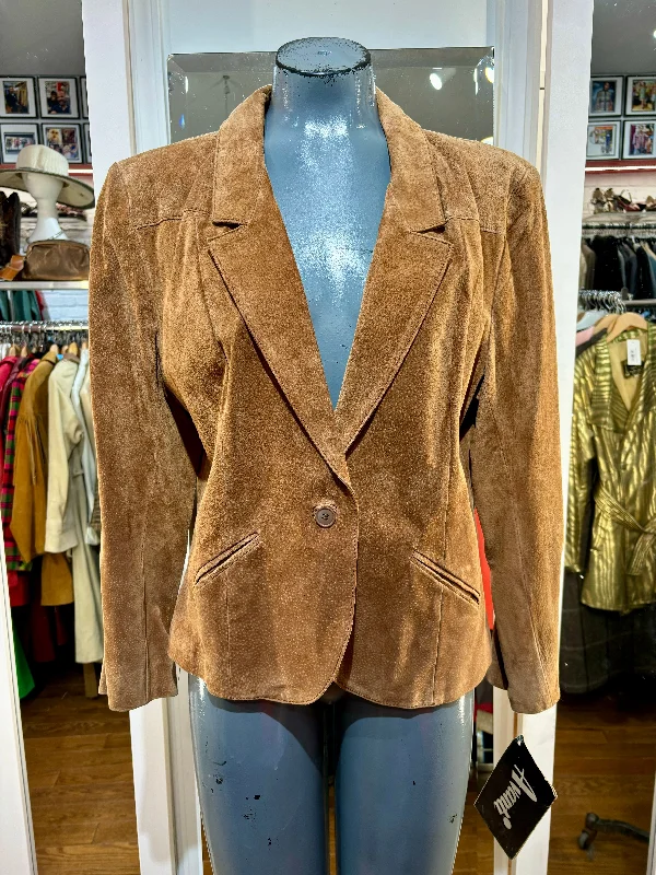 Vintage 80’s Brown Suede Short Leather Blazer by Avanti Women's Boutique Suit
