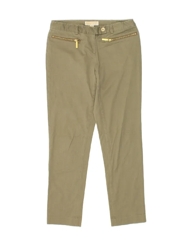 MICHAEL KORS Womens Slim Casual Trousers US 4 Small W28 L26 Khaki Cotton Trousers New Arrival MICHAEL KORS Womens Slim Casual Trousers US 4 Small W28 L26 Khaki Cotton Trousers New Arrival