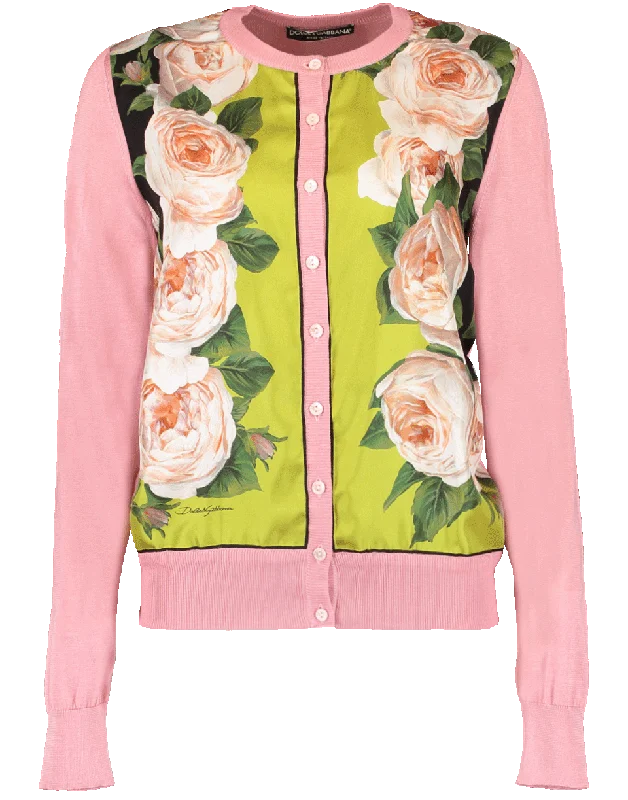 Crewneck Floral Print Cardigan Rayon Fabric Velvet Fabric Corduroy Fabric