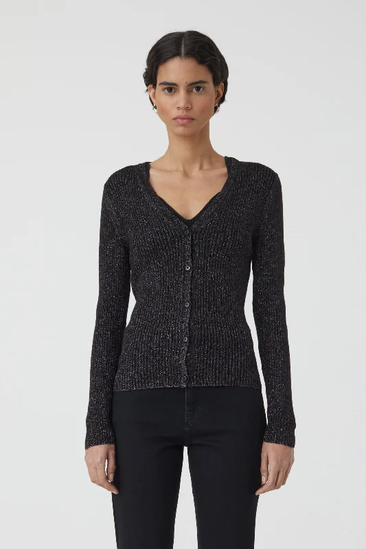 CLOSED WOMENS V-CARDIGAN - BLACK Fitted Slim Tailored