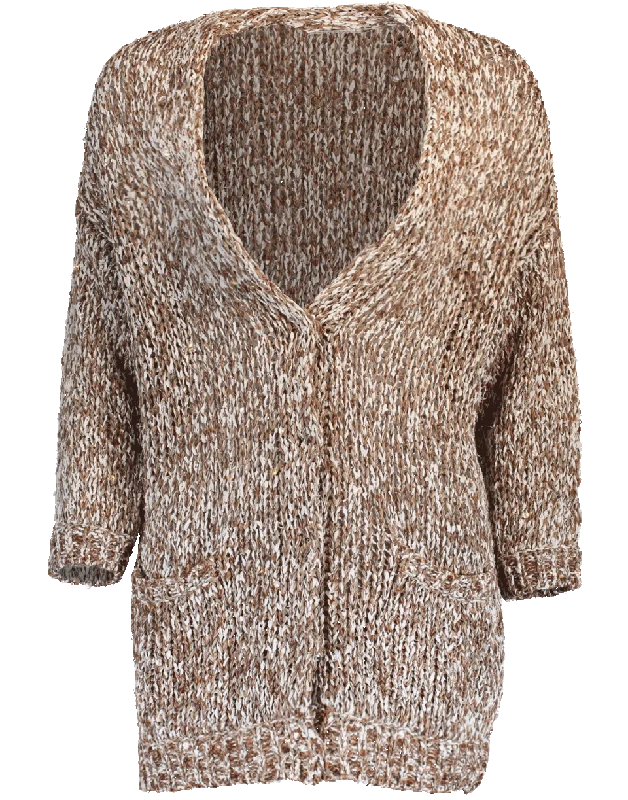 Paillette Blend Boyfriend Cardigan Satin Blend Silk Blend Wool Blend