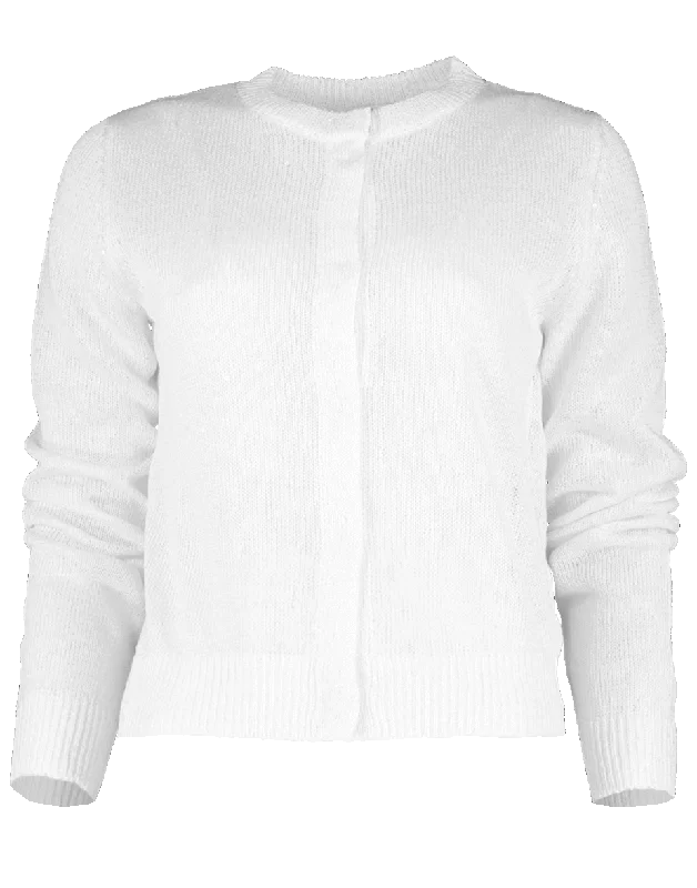 Linen Silk Paillette Cropped Cardigan Notch Collar Peter Pan Collar Cowl Neck