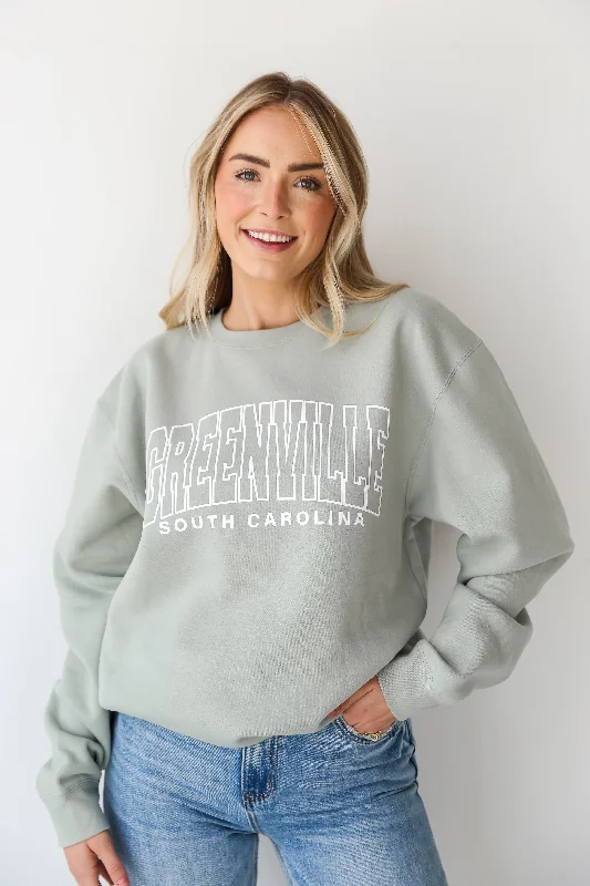 Sage Greenville South Carolina Sweatshirt Hoodie with Color Block Contrast Stylish