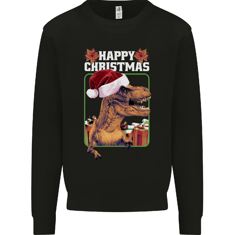 Christmas T-Rex Funny Dinosaur Mens Sweatshirt Jumper Hoodie with Illustration Artistic Creative Christmas T-Rex Funny Dinosaur Mens Sweatshirt Jumper Hoodie with Illustration Artistic Creative