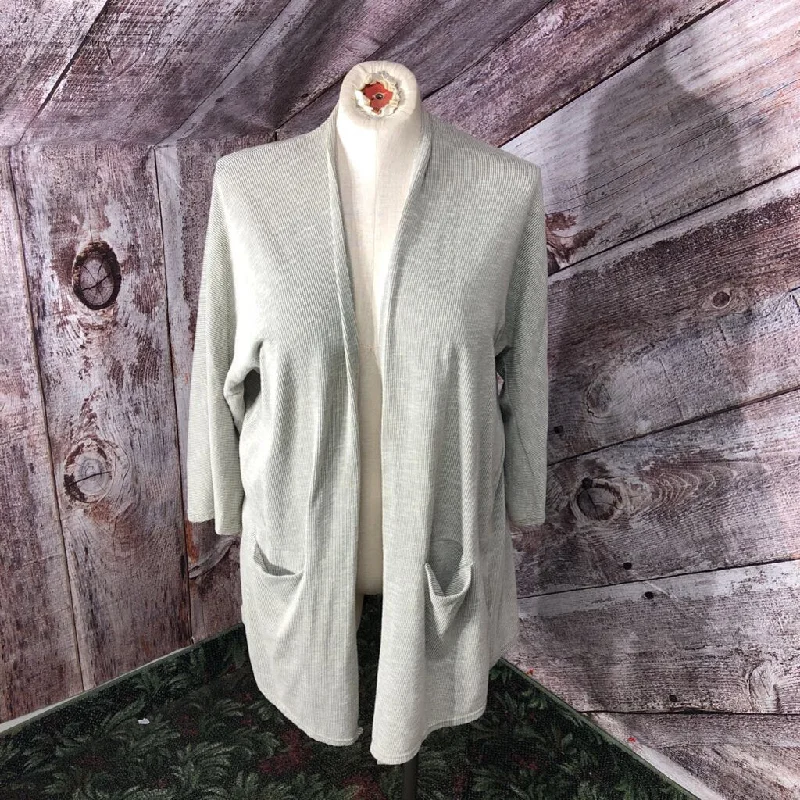 DONNI GRAY RIBBED OPEN CARDIGAN SIZE ONE SIZE TCC Faux Fur Fabric Real Fur Fabric Shearling Fabric