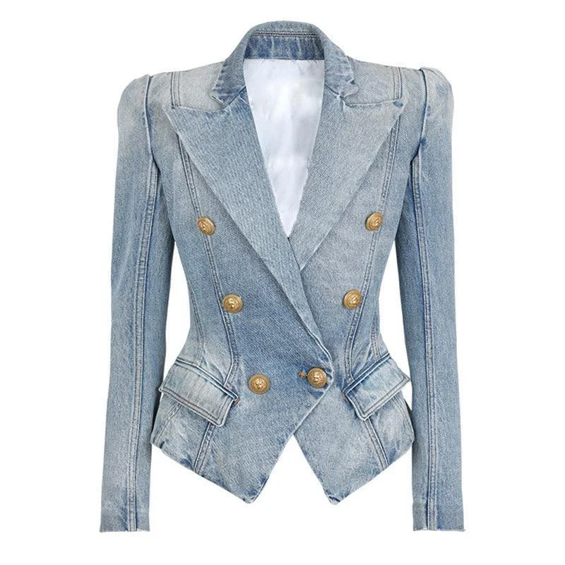 Ladies Trendy Jacket Golden Botton Denim Blazer 20026 Chenille Jacket Brocade Jacket Lace Jacket Ladies Trendy Jacket Golden Botton Denim Blazer 20026 Chenille Jacket Brocade Jacket Lace Jacket