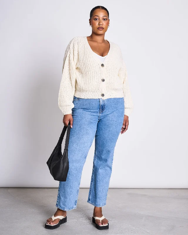 CHUNKY CARDIGAN LENA OFFWHITE GOTS Bright Pastel Dark