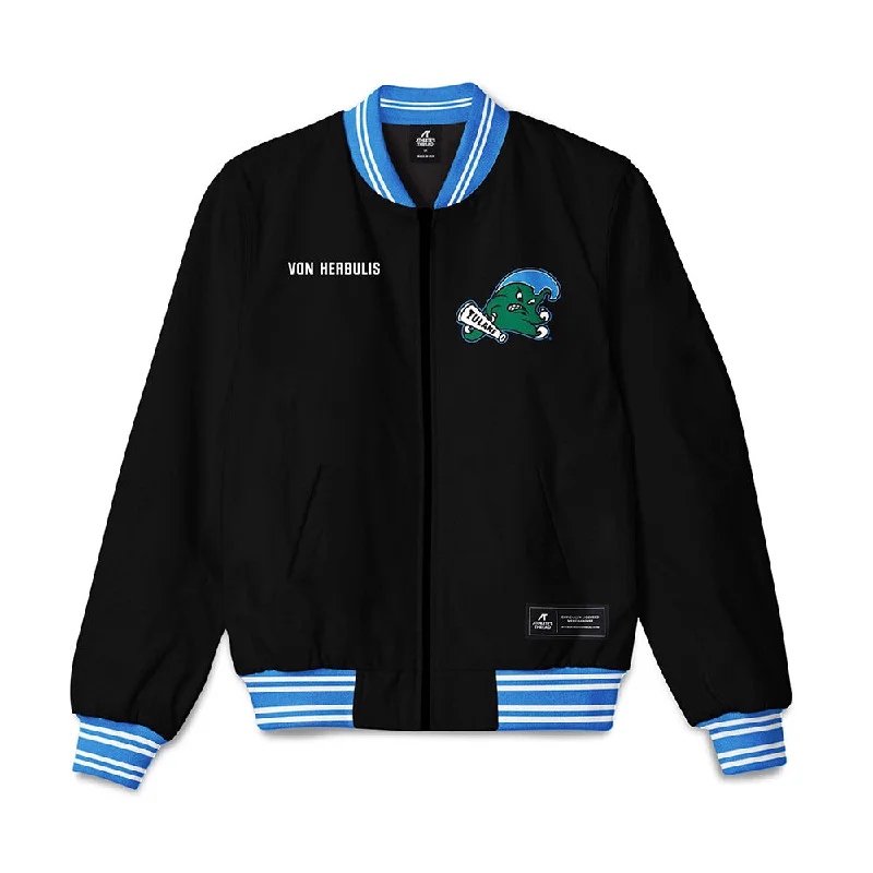 Tulane - NCAA Women's Swimming & Diving : Lillian Von Herbulis - Bomber Jacket Hooded Jacket Caped Jacket Shawl Collar Jacket Tulane - NCAA Women's Swimming & Diving : Lillian Von Herbulis - Bomber Jacket Hooded Jacket Caped Jacket Shawl Collar Jacket