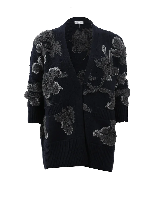 Floral Embroidered Cardigan Knit Fabric Woven Fabric Fleece Fabric