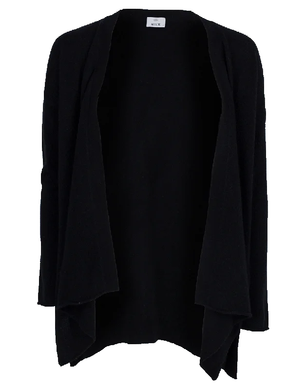 Open Drape Cardigan Solid Color Striped Floral Print