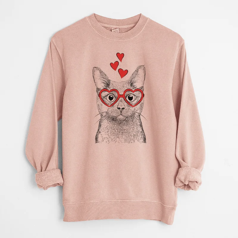 Valentine Shadow the Black Cat - Unisex Pigment Dyed Crew Sweatshirt Hoodie with Button Placket Classic Preppy Valentine Shadow the Black Cat - Unisex Pigment Dyed Crew Sweatshirt Hoodie with Button Placket Classic Preppy