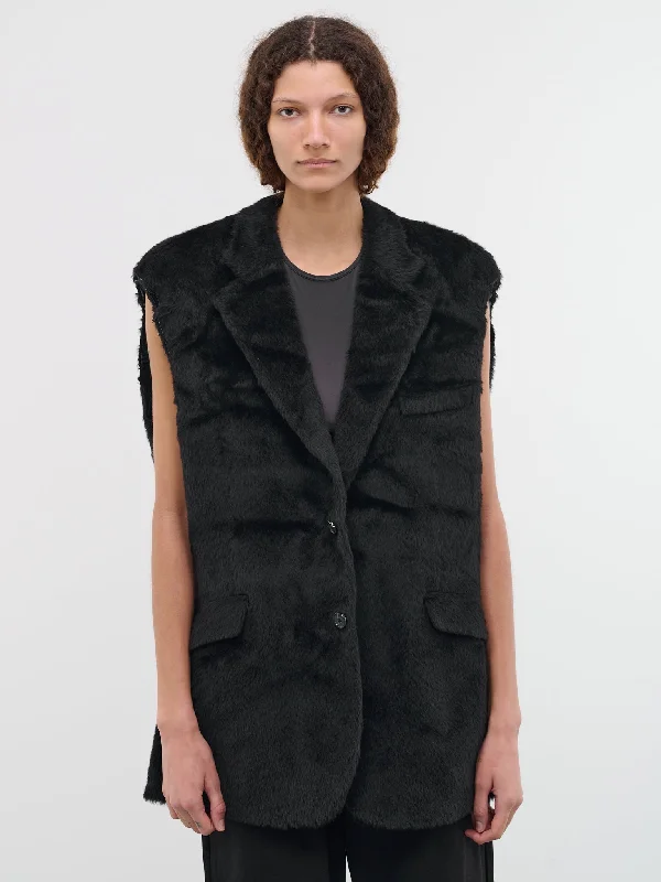 Teddy Blazer Vest (231-517-20005-0099-BLACK) Women's Formal Blazer